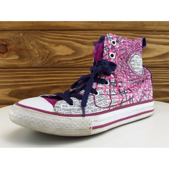 Converse Sz 1 Shoes‎ Girls Youth Sneaker Purple Fabric Lace Up - Picture 1 of 10